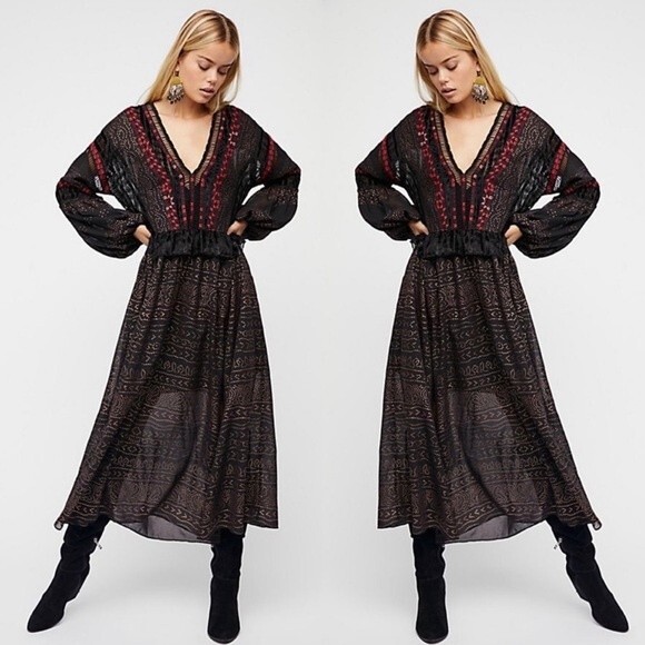 FREE PEOPLE Starry Night Velvet Maxi Dress - Picture 1 of 13